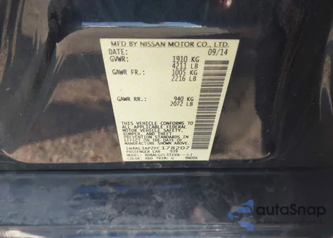 2015 Nissan Altima 2.5 S from USA, damaged, VIN 1N4AL3AP2FC178207